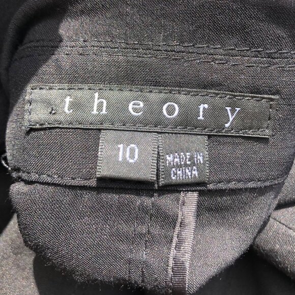 THEORY 10 Open Front Linen Blazer Jamilla Black Long Sleeve Top Jacket Medium - Picture 10 of 10